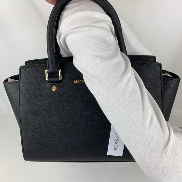 New Michael Kors Selma Medium Leather Satchel - Picture 2 of 7